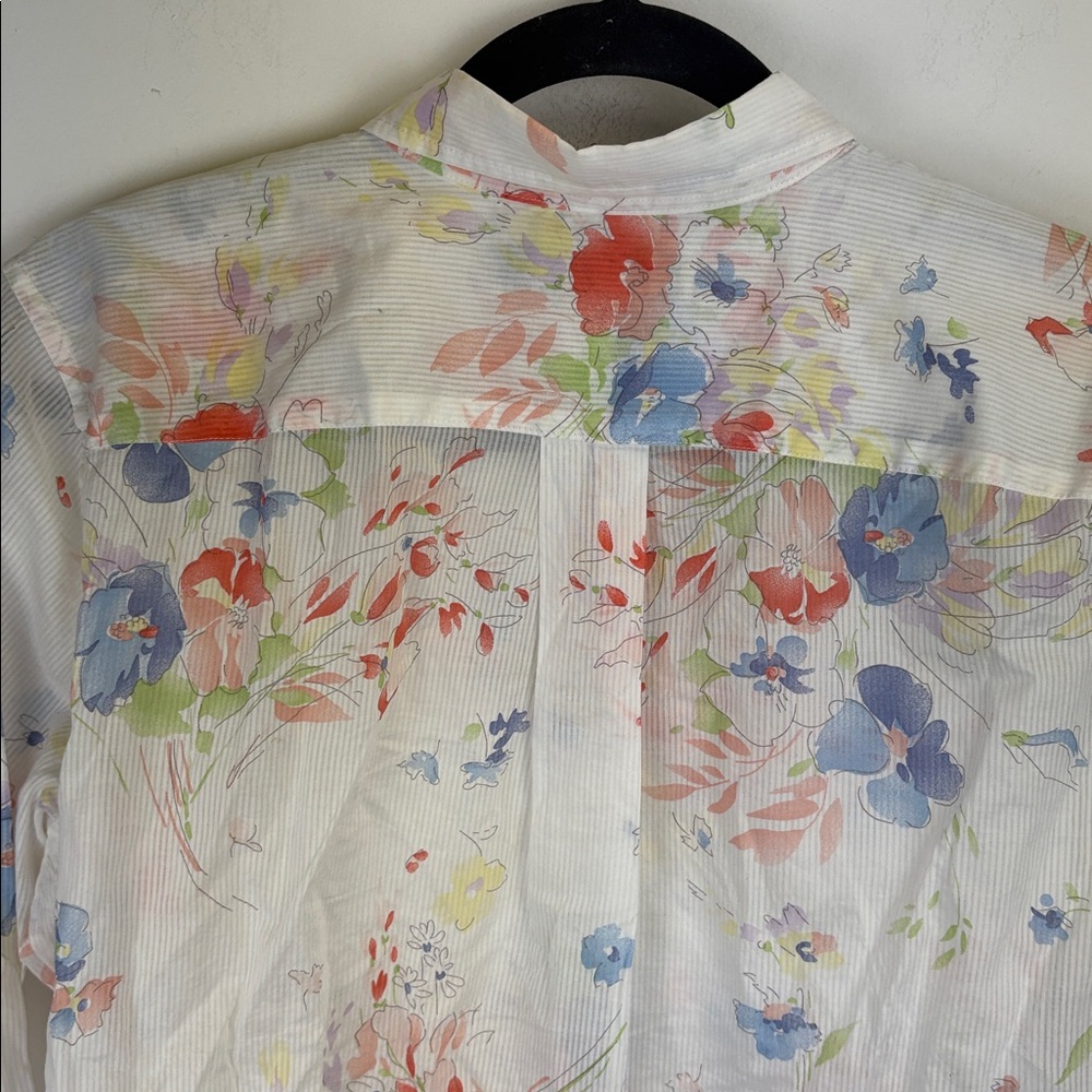 Lauren Ralph Lauren Floral Button-Up Long Sleeve Shirt Size Petite Large - Picture 9 of 10